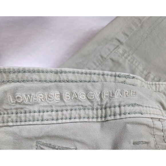 American Eagle Y2k Pants Sz 14 Short Green Low Rise Baggy Flare Stretch Casual - Picture 11 of 12